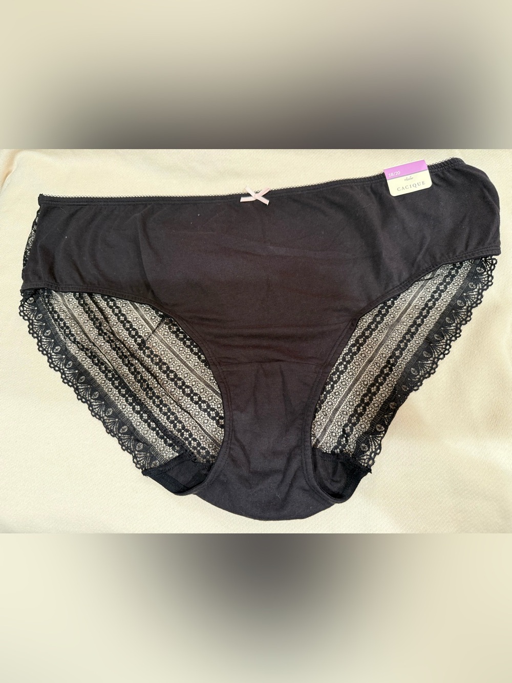 Cacique Black Lace-Trim Cotton Hipster for Women